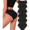 ALL OF SHE Biancheria Intima in Cotone da Donna Slip in Pizzo da Donna Hipster in Cotone Biancheria Intima Brasiliana Morbida Confezione da 6 Pezzi