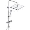 JOHO Colonna Doccia idromassaggio Colonna Doccia con Soffione Senza Miscelatore Set Doccia Completo a pioggia con Porta Ogetti Mensola Colonna in Acciaio INOX 30 * 30cm.