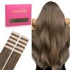 WENNALIFE Extension Capelli Veri Biadesivo, 10pz 30cm 20g Marrone Cenere Chiaro Extension Biadesive Capelli Veri Lisci Remy Tape in Hair Extensions Capelli Setosi Solo per L'aggiunta di Colori