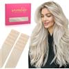 WENNALIFE Extension Capelli Veri Biadesivo, 10pz 35cm 25g Biondo Platino Extension Biadesive Capelli Veri Lisci Remy Tape in Hair Extensions Capelli Setosi Solo per L'aggiunta di Colori