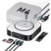Lemorele Mac mini M4 Dock con DisplayPort 4K@60Hz per configurazioni a doppio monitor, 4 porte USB 3.2/3.0, slot SSD M.2 NVMe a 10Gbps, lettore di schede SD/TF con Mac mini M4/M4 Pro