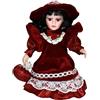 JWQFBC Bambole di Porcellana in Ceramica Stile Vintage da 8 Pollici per Bambini Finti, Rosso