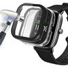 Acadeny 2 pezzi Custodia rigida compatibile con Amazfit Gts2 mini con pellicola protettiva,9H Durezza Hart PC Case sottile in vetro temperato per Smart, Nero+Trasparente