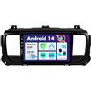 BXLIYER SXAUTO Android 14 IPS Autoradio Per Citroen Jumpy 3 / Peugeot Expert/Toyota Proace/Opel Vivaro (2016-2021) - CarPlay Android Auto - 4G+64G - Camera + MIC - DAB Volante 360-CAM - 2 Din 9 Pollici