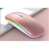 Generic Mouse wireless Bluetooth LED ricaricabile - Silenzioso Slim Ergonomico RGB Mouse per Laptop, PC, Tablet - Dual Mode 2.4G & Bluetooth, ricarica Type-C (oro rosa)