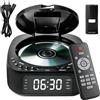 Leikurvo Lettore CD portatile con Bluetooth, radio FM, lettore CD MP3 con doppio altoparlante stereo, sveglia, SleepTimer, lettore CD ricaricabile, supporta USB/AUX, display grande, telecomando, nero