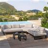 DEGHI Divano angolare da giardino 5 posti in alluminio antracite e tessuto olefin beige - Haven