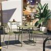 DEGHI Set bistrot tavolo 60x60 cm e 2 sedie in acciaio verde oliva - Faber