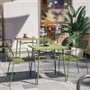 DEGHI Set bistrot tavolo 70x70 e 2 sedie con braccioli in acciaio verde oliva - Faber