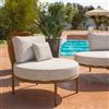 DEGHI Poltrona da giardino in alluminio effetto legno e cuscini in tessuto olefin beige - Keanu