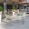 DEGHI Set con tavolo alto 60x60 cm e 4 sgabelli in acciaio vaniglia e verde marino - Faber