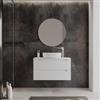 DEGHI Mobile bagno sospeso 90 cm bianco opaco cannettato con cassetti e top - Deck