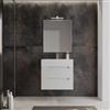 DEGHI Mobile bagno sospeso 70 cm con cassetti bianco opaco cannettato e lavabo in resina - Deck