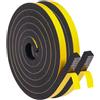 GUKOY Nastro di Tenuta Adesivo Guarnizione Porta per Porte Finestre, 2 Rotoli 12 mm x 10 mm x 4M Nastro in Schiuma Guarnizione in Gomma per Collisione Sigillo Isolamento Acustico, Nero 2