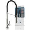 Schütte 23138 - Rubinetto per lavello con tubo Soft Touch sostituibile, girevole a 360 gradi per la cucina, miscelatore monocomando, miscelatore in acciaio inox/nero
