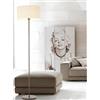Illuminando CILINDRO LAMPADA DA TERRA D43 CM IN METALLO 5 COLORI CON PARALUME IN TESSUTO DI LINO 3 COLORI MODERNA