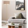 Illuminando CILINDRO LAMPADA DA TERRA D48 CM IN METALLO 5 COLORI CON PARALUME IN TESSUTO DI LINO 3 COLORI MODERNA