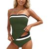 Generico Costume da Bagno Donna Tankini Top a Balconcino Slip Brasiliano Ferretto Stampato Geometria Rosa Mare