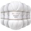 Utopia Crafts Velvet Lux - Filato di ciniglia super morbido per lavoro a maglia e uncinetto, 5 confezioni da 100 g, colore: bianco