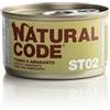 Generico Natural Code Cibo Umido Sfilaccetti per Gatti Sterilized, alimento completo per gatti adulti sterilizzati di tutte le taglie e razze, ST02 Tonno e Amaranto, 12 scatolette da 85 grammi l'una.