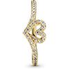 PANDORA Timeless Anello Wishbone con cuore e placcato in oro 14k con zirconi cubici trasparenti, 50