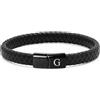 TOLOWOBK Bracciale in pelle da uomo con incisione delle lettere dalla A alla Z, colore nero, con chiusura magnetica, regalo di compleanno per uomini e ragazzi, 21 cm, Acciaio inossidabile, Senza