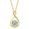 FANCIME Ciondolo a forma di infinito in oro bianco 585, 14 carati, con pietra portafortuna, collana in argento Sterling 925, per la festa della mamma, San Valentino, anniversario, compleanno, regalo