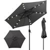 COSTWAY Ombrellone da Giardino 230 cm, Ombrello per Esterni con inclinazione Regolabile, 18 Luci LED, Manovella e Tettuccio Ventilato, Ombrello per Giardino, Cortile, Piscina (Grigio)