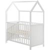 roba Lettino a Forma di Casa 60 x 120 cm - Certificato FSC - Culla Co-sleeping - Regolazione in 6 Altezze Diverse - Trasformabile - Legno Laccato Bianco