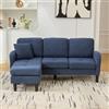 Terahanda Divano angolare a L con chaise longue - Divano a 3 posti, Tessuto in cotone e lino traspirante, Gambe in plastica, Design modulare, Ideale per soggiorni, appartamenti e uffici (Blue)