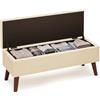 Blishom Panca Contenitore, 110cm Cassapanca Imbottita Effetto Lino, Panca Fondo Letto Imbottita per Camera da Letto, Ingresso e Soggiorno - Design Moderno e Struttura Stabile (Beige)