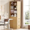 Kelodan Libreria stretta alta 180 cm con cassetti laterali - ripiani regolabili, montaggio a sinistra/destra, per piccoli spazi - credenza, armadio alto