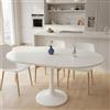 Lumivortex Tavolo da pranzo rotondo allungabile, tavolo da cucina 100/140 x 100 x 75 cm, tavolo da pranzo rotondo bianco per 2-6 persone, tavolo da pranzo allungabile per spazi multifunzionali