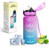 Motswedi Borraccia 500 ml, con Cannuccia, Bottiglia d'acqua Sportiva, a Prova di Perdite, Borraccia Palestra, Motivazionale, Bottiglia Acqua, per Scuola, Yoga, Sport, Rosa & Ciano