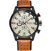 CURREN Orologio da polso da uomo, sportivo, impermeabile, cinturino in pelle, 8250 (giallo), Giallo, classico