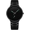 CRRJU Montres Hommes Ultra Thin Black Minimalist Quartz with Milanese Mesh Stainless Steel
