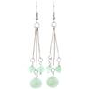 ThurColas Orecchini pendenti con perle naturali di avventurina 10 mm e 6 mm, altezza totale 75 mm, ganci in acciaio inox, gioielli artigianali leggeri in ottone argentato