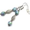 ThurColas Orecchini pendenti donna etnici con perle in pietra naturale giada bianca tinta ematite o turchese ricostituito stile boho chic fatti a mano in Francia (Blu e verde)