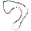 Ethnos Barcelona - Collana di media lunghezza con pietre di quarzo rosa e perline africane. Lunghezza: 60 cm.