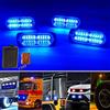 yifengshun 4x20 LED Lampeggiante Blu Polizia Lampada Lampeggiante Di Emergenza Con 18 Modalità Stroboscopiche Polizia Auto LED Luce Con Telecomando Wireless Per Auto Camion Furgoni Trattori 12-24V