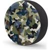 Ginfult Copertura per ruota di scorta da 17 pollici, impermeabile, con stampa mimetica, blu, verde, beige, per auto, rimorchi, camion