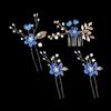 FSSTUD 4 fermagli per capelli con perle finte, pettine laterale per capelli a forma di U, forcine per capelli da sposa con strass, accessori per capelli da damigella d'onore, per donne e ragazze, blu