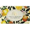 The English Soap Company Saponetta avvolta vintage, saponetta al burro di karitè al limone e mandarino, saponetta idratante per viso e corpo, profumo di limone e mandarino, 190 g