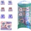 CARTOON Set Accessori Capelli Stitch Disney Bambina 10 Pezzi con Fermagli Pinzetta e Elastici con Charm Cuore Kit Acconciature Kawaii Rosa Lilla Viola in Custodia PVC Trasparente Idea Regalo 15 x 8 x 4 cm