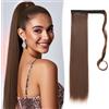 SZMK Coleta Postiza de Pelo Natural 55 CM,Ponytail Hair Extension de Pelo,SZMK Extensiones Cola de Caballo Sintético,Coleta Postiza Cabello,Extension Cola de Caballos Liso para Mujeres y Niñas-castano