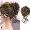 Shirene Chignon Spettinato,Chignon Spettinato Riccio,Chignons Voluminoso con Capelli Finti Ondulati ed Extension con Elastico,Chignons Spettinatos per Donna (Castano Chiaro)
