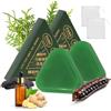 Kunoli 2 Pane Di Natura Seven Green Soap Shampoo,Triangolo Shampoo Bar,Shampoo Solido Con Foglie Di Cipresso E Erba Usman Per Pulisce E Nutre I Capelli, Promuove La Crescita