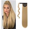 Cybelleza Extension Coda Capelli Clip Coda di Cavallo Capelli Lisci Sintetici Lunghi Ponytail Effetto Naturale Wrap Around (Biondo cenere)