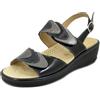 Cinzia Soft Sandali Donna Comfort Linea Ortopedica in Pelle Lucida Nero, Plantare Estraibile, Zeppa Bassa, 12636