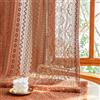 MYSKY HOME Tende in pizzo con fiori ricamati vintage, tende trasparenti per soggiorno e camera da letto, con passante per bastone, set da 2 pezzi, colore rosso mattone, altezza 260 x larghezza 140 cm